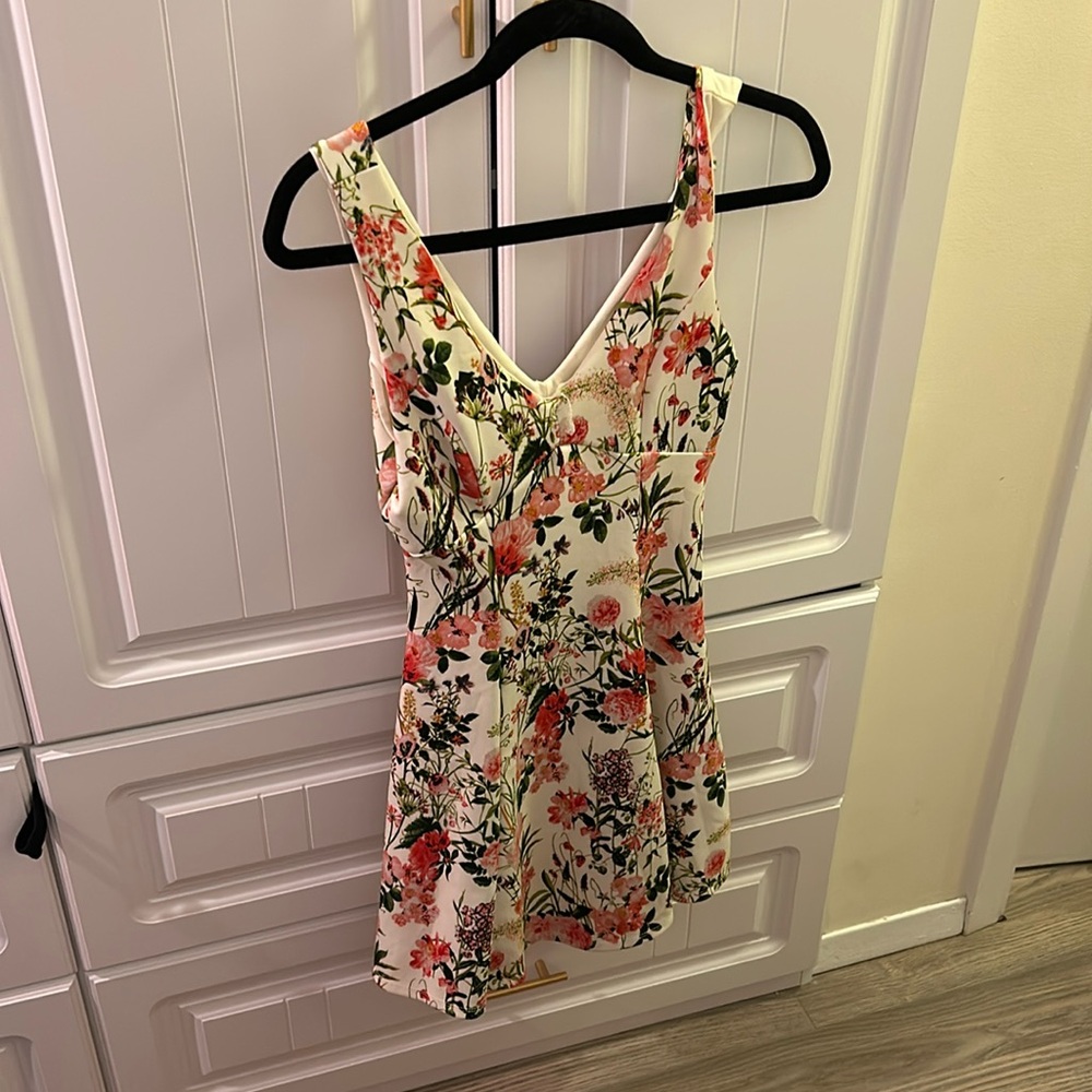 White Floral Flare Summer Dress